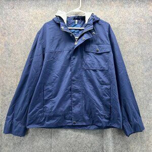 Cole Haan Jacket Mens Extra Large Blue Gray Polyester Full Zip Hoodie Snap Snow